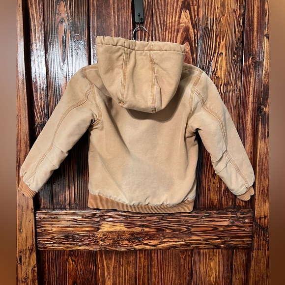 Carhartt Boys' Flannel-Lined Hooded Canvas Insulated Zip-Up Jacket - Picture 2 of 5